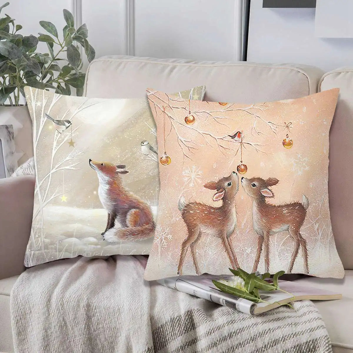 Animal Christmas Cushion Cover